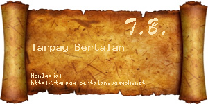 Tarpay Bertalan névjegykártya